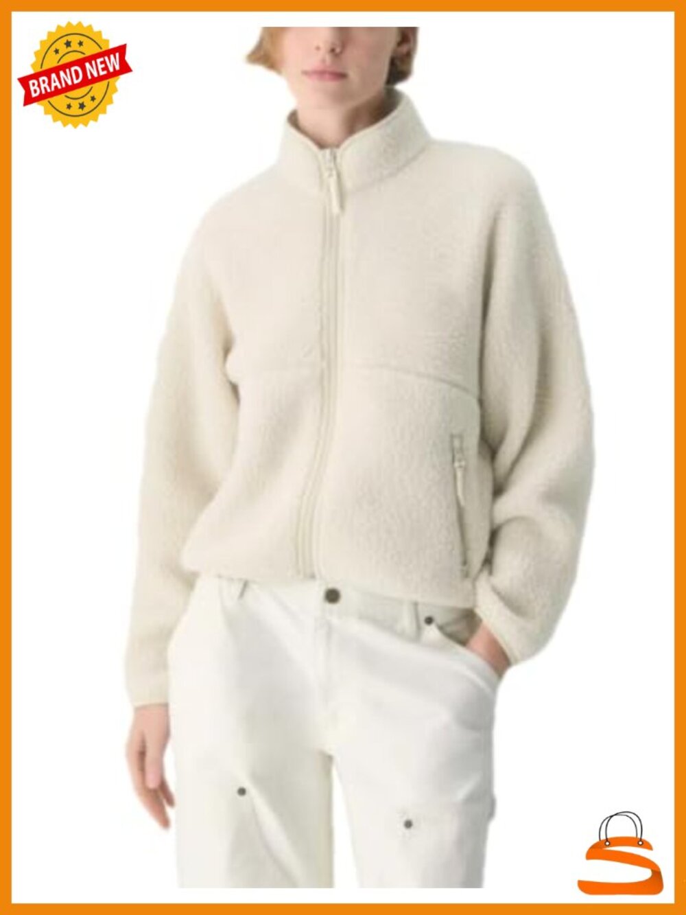Women's Fleece Jacket Full Zip Sherpa Coat Stand Collar Winter